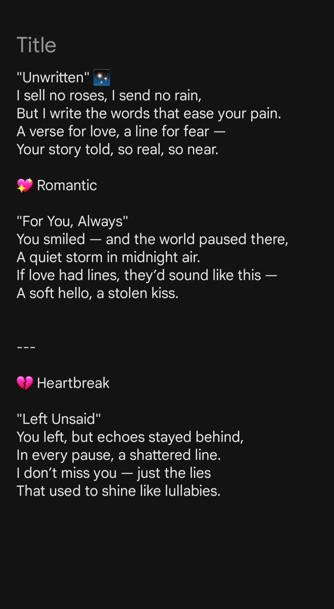 I can write what you feel , love,pain dreams and,everything in between. Turning thoughts into art.