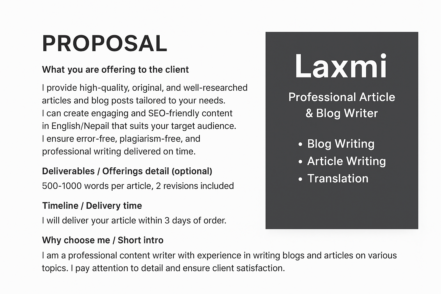 You will get professional work with your requirement.